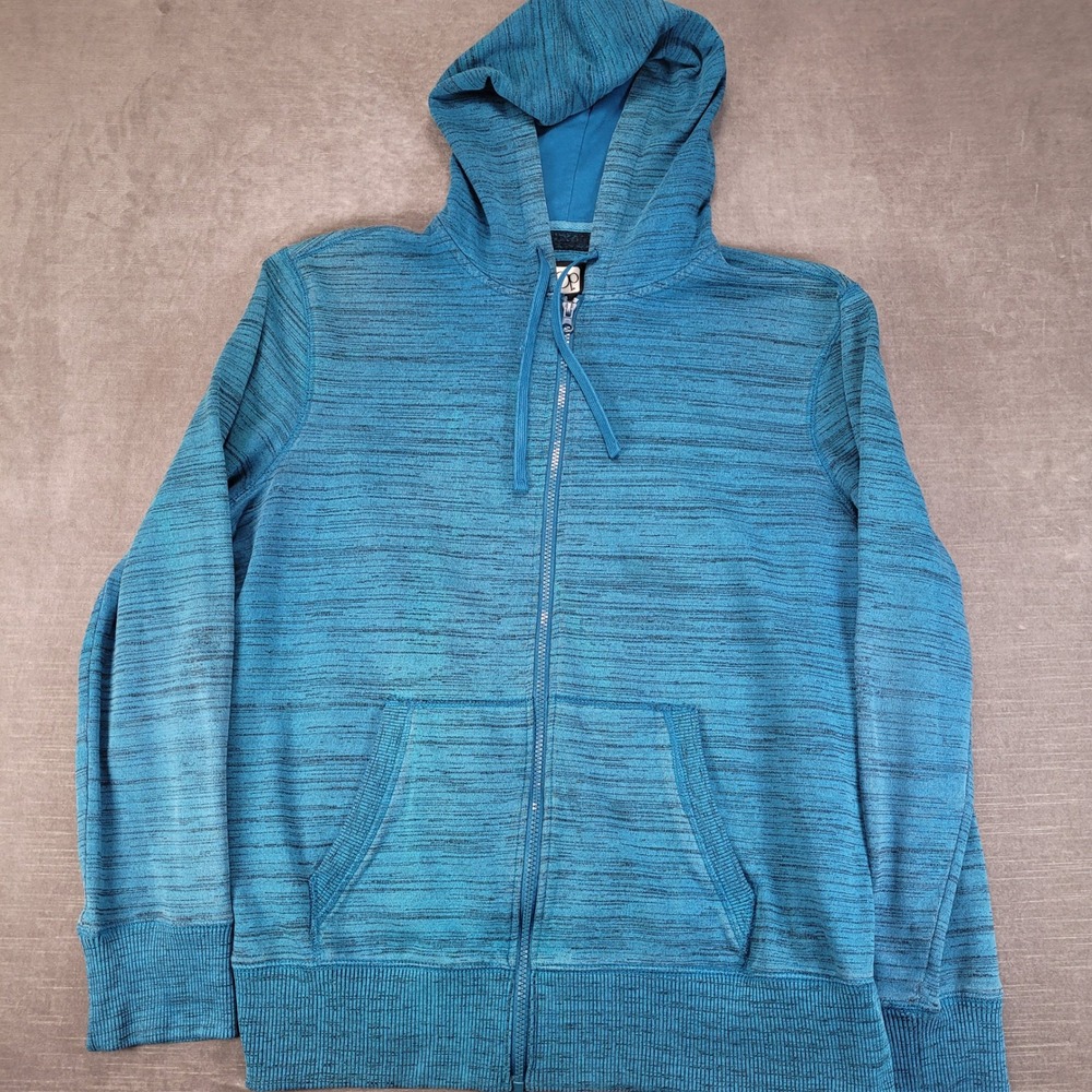Op Zip Up Y2K Hoodie Women XL Teal Star Space Dye Heathered Ocean Pacific